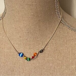 ITALY NECKLACE CHOKER STERLING SILVER YYY BEADS ADDED 15.5” 6.2g
